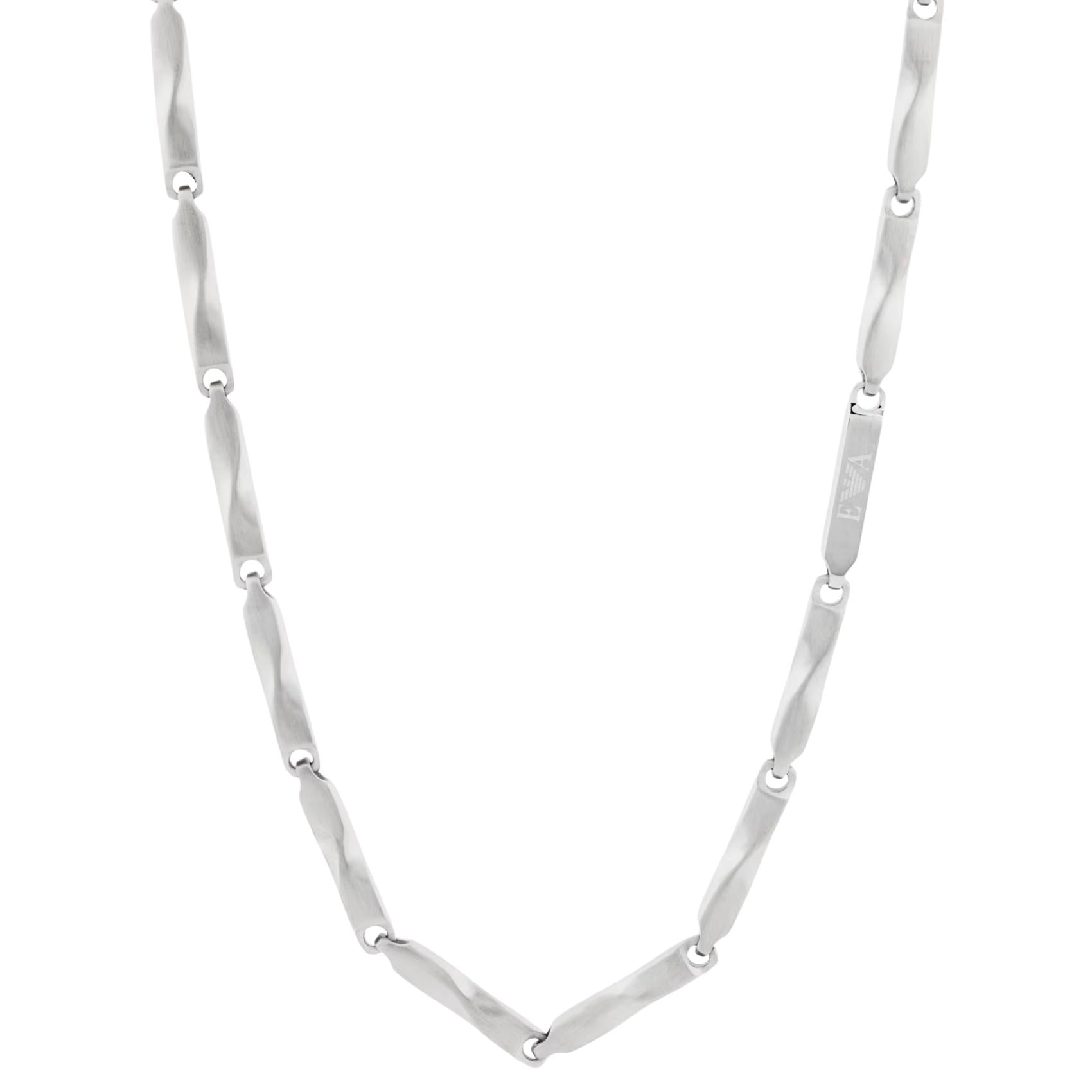 Ανδρικό κολιέ Emporio Armani Iconic Trend EGS3368040 στριφτή αλυσίδα σε ασημί χρώμα