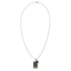 Ανδρικό Κολιέ Guess Barrio JUMN06065JWSTBKT/U Ασημί με Μαύρη Ταυτότητα και Πέτρες