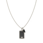 Ανδρικό Κολιέ Guess Barrio JUMN06065JWSTBKT/U Ασημί με Μαύρη Ταυτότητα και Πέτρες