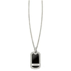 Ανδρικό Κολιέ Guess Life in Tokyo JUMN06097JWSTBKT/U Ασημί με Μαύρη Ταυτότητα και Λογότυπο