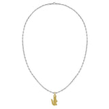 Ανδρικό κολιέ Lacoste 2040551 σε ασημί χρώμα κατασκευασμένο από ανοξείδωτο ατσάλι με χρυσό κρεμαστό 