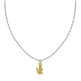 Ανδρικό κολιέ Lacoste 2040551 σε ασημί χρώμα κατασκευασμένο από ανοξείδωτο ατσάλι με χρυσό κρεμαστό στοιχείο