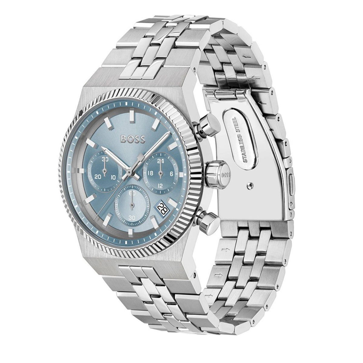 Γαλάζιο καντράν ρολογιού Boss 1514306 διαμέτρου 41mm με χρονογράφο και ημερομηνία