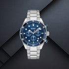 Ανδρικό Ρολόι Boss Chronomatix 1514338 με Ασημί Μπρασελέ & Μπλε Καντράν