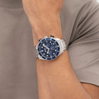 Ανδρικό Ρολόι Boss Chronomatix 1514338 με Ασημί Μπρασελέ & Μπλε Καντράν