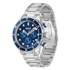 Ανδρικό Ρολόι Boss Chronomatix 1514338 με Ασημί Μπρασελέ & Μπλε Καντράν