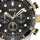 Ανδρικό Ρολόι Boss Chronomatrix 1514339 Με Ασημί-Χρυσό Μπρασελέ & Μαύρο Καντράν