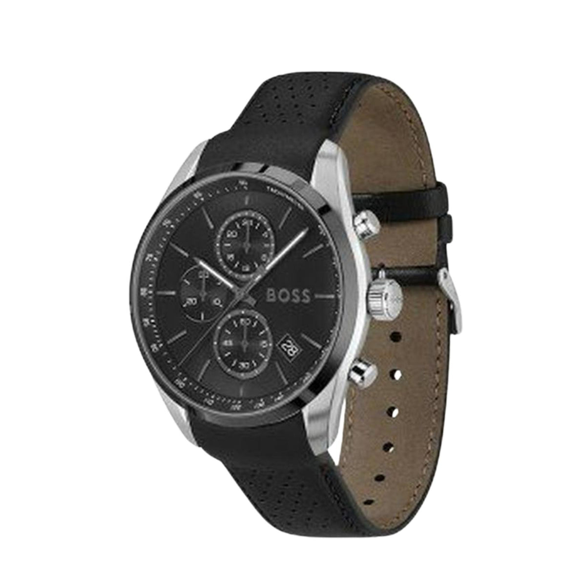 Μαύρο καντράν ρολογιού Boss 1514224 διαμέτρου 44mm με χρονογράφο και ημερομηνία