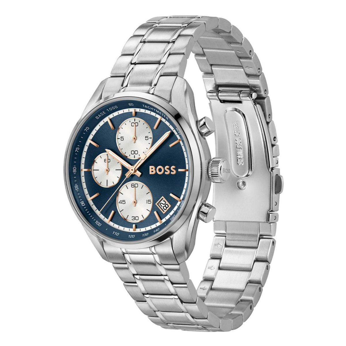 Ασημί ατσάλινο μπρασελέ ρολογιού Boss Grand Prix Touring 1514360