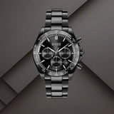 Μαύρο μπρασελέ του ανδρικού ρολογιού Boss Hero 1514271 από ανοξείδωτο ατσάλι με κούμπωμα ασφαλείας.