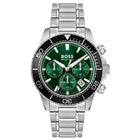 Ανδρικό Ρολόι Boss Sealiner 1514321 με Ασημί Μπρασελέ & Πράσινο Καντράν