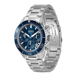 Μπλε καντράν 44mm του ανδρικού ρολογιού Boss Sealiner 1514322 με χρονογράφο, ένδειξη ημερομηνίας και διπλή ώρα.