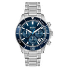 Ανδρικό Ρολόι Boss Sealiner 1514322 με Ασημί Μπρασελέ & Μπλε Καντράν