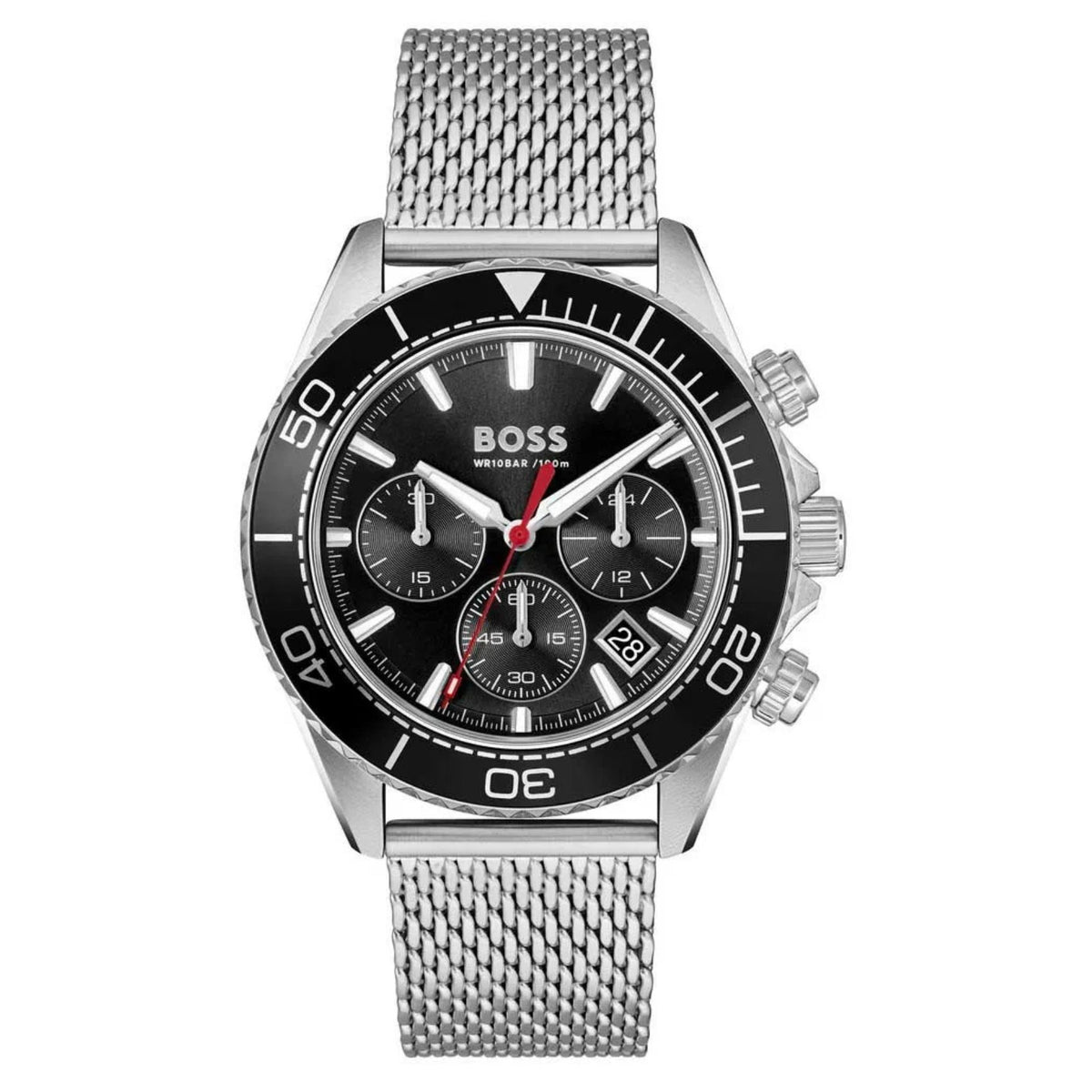 Ανδρικό ρολόι Boss Sealiner 1514324 με ασημί μπρασελέ και μαύρο καντράν