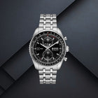 Ανδρικό Ρολόι Boss Skytraveller 1514349 με Ασημί Μπρασελέ & Μαύρο Καντράν