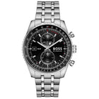 Ανδρικό Ρολόι Boss Skytraveller 1514349 με Ασημί Μπρασελέ & Μαύρο Καντράν
