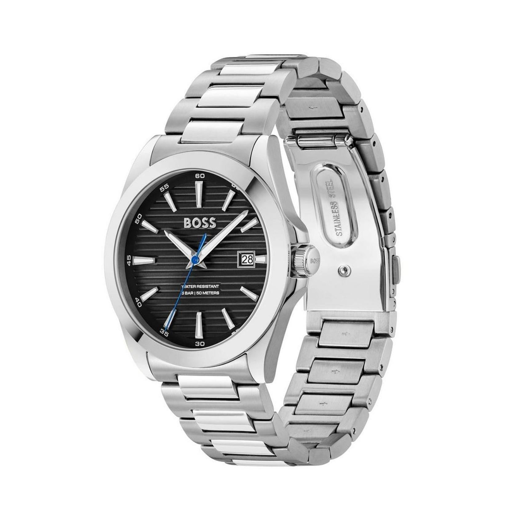 Μαύρο καντράν ρολογιού Boss 1514170 διαμέτρου 41mm με ένδειξη ημερομηνίας