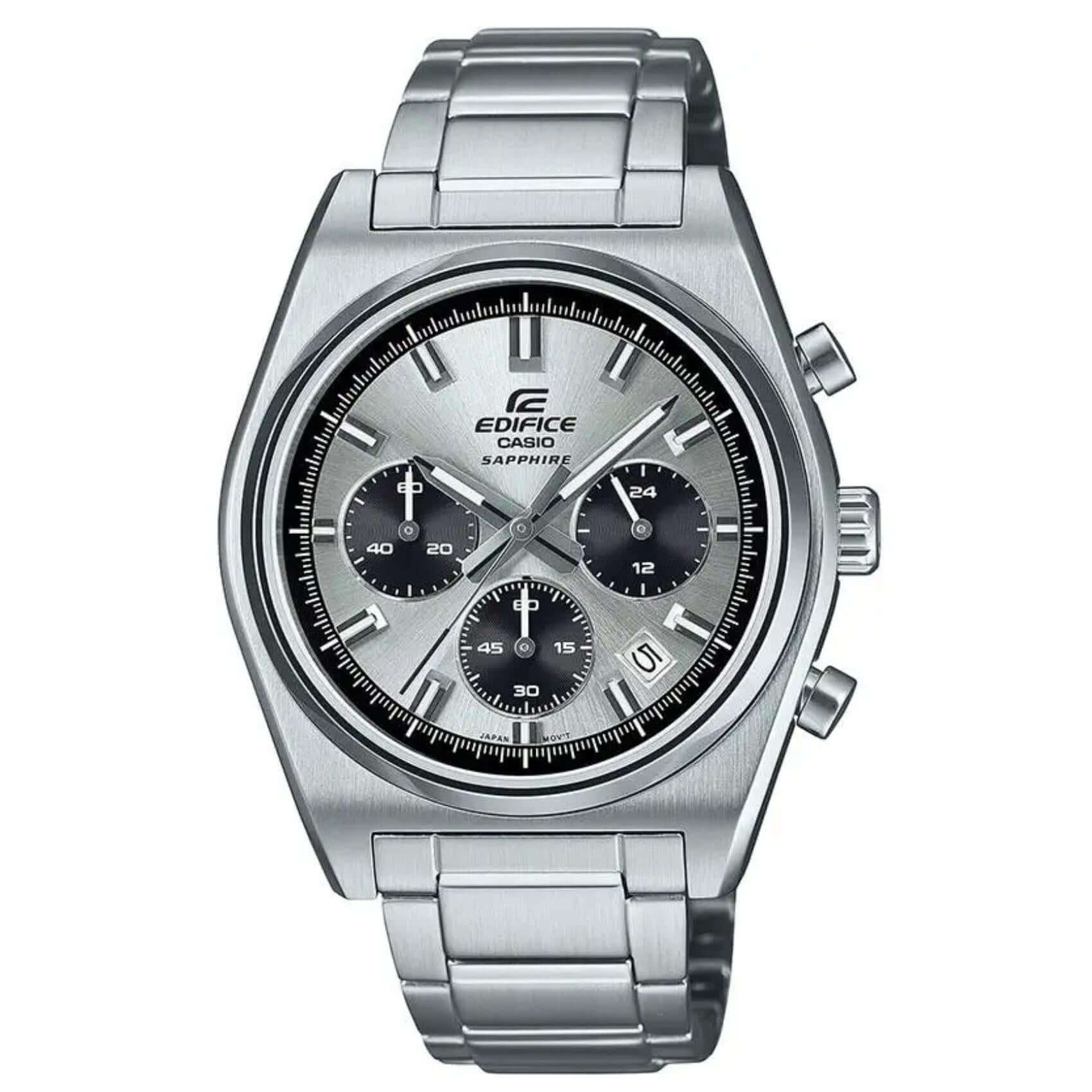Ανδρικό ρολόι Casio Edifice EFB-730D-7AVUEF χρονογράφος με ασημί ατσάλινο μπρασελέ και ασημί καντράν 40 mm.