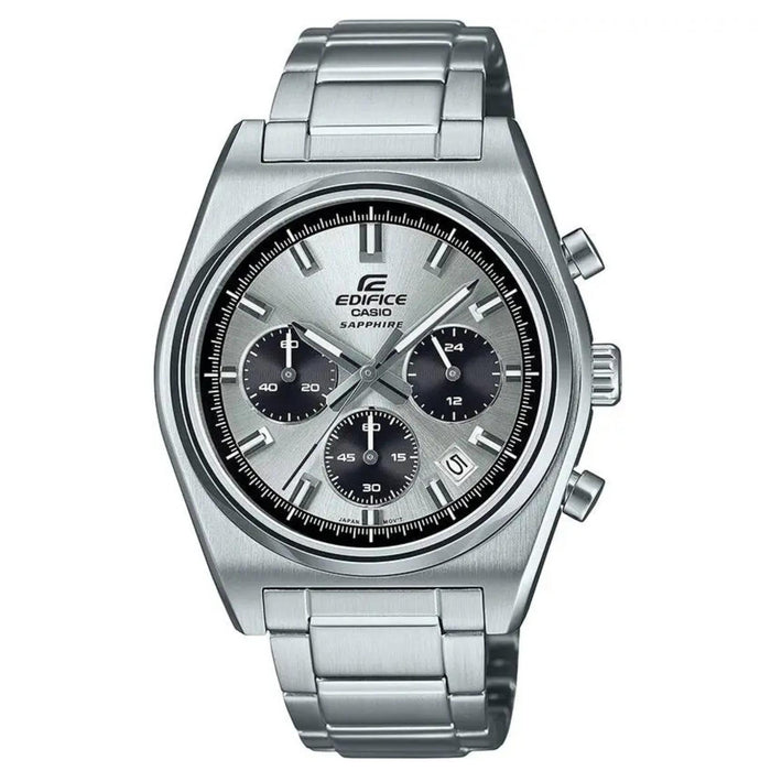 Ανδρικό ρολόι Casio Edifice EFB-730D-7AVUEF χρονογράφος με ασημί ατσάλινο μπρασελέ και ασημί καντράν 40 mm.