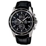 Ανδρικό ρολόι Casio Edifice EFR-526L-1AVUEF χρονογράφος με μαύρο δερμάτινο λουράκι και μαύρο καντράν 43 mm.