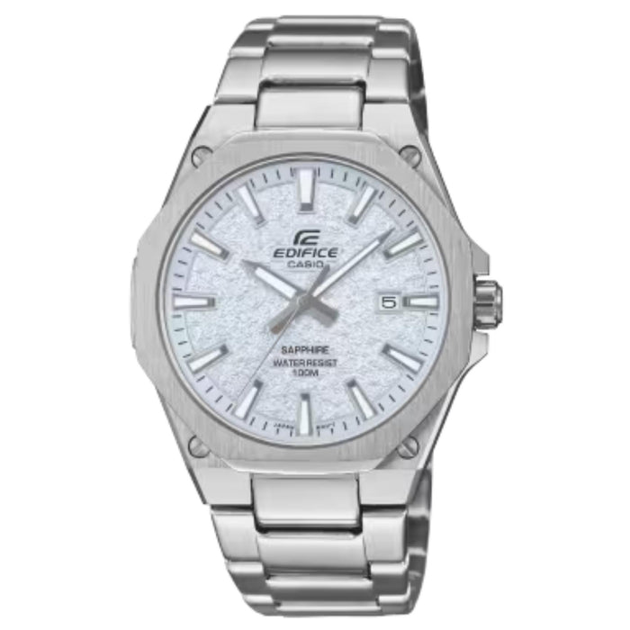 Ανδρικό ρολόι Casio Edifice EFR-S108DE-2AVUEF με ασημί ατσάλινο μπρασελέ και μαύρο καντράν 40mm.