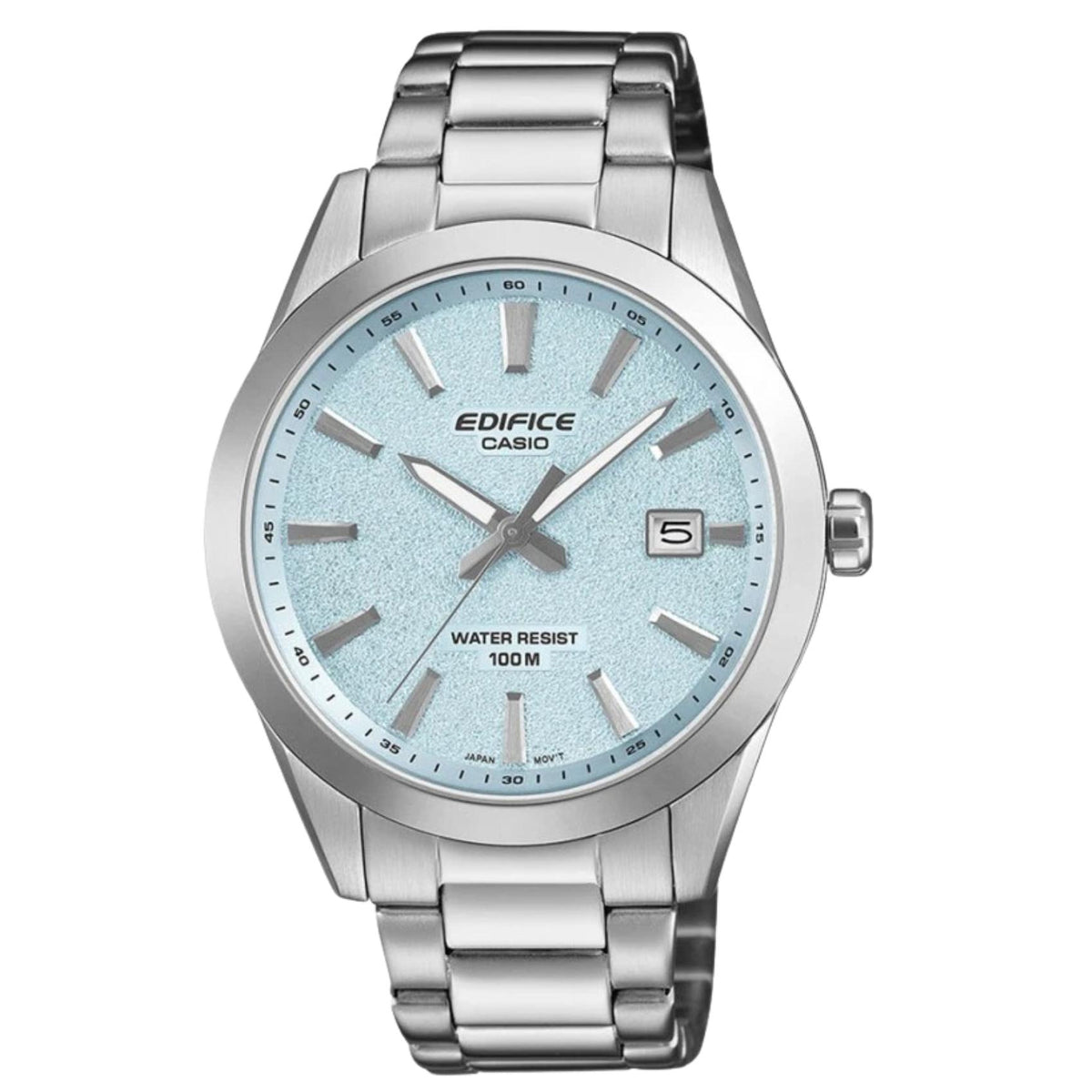 Ανδρικό ρολόι Casio Edifice EFV-160D-2BVEF με ασημί μπρασελέ και γαλάζιο καντράν