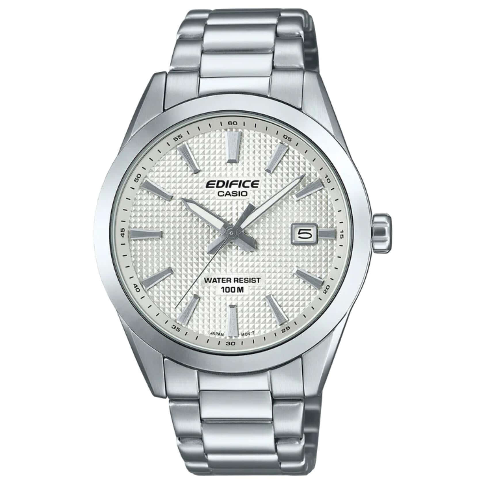 Ανδρικό ρολόι Casio Edifice EFV-160D-7AVEF με ασημί ατσάλινο μπρασελέ και λευκό καντράν 40 mm.