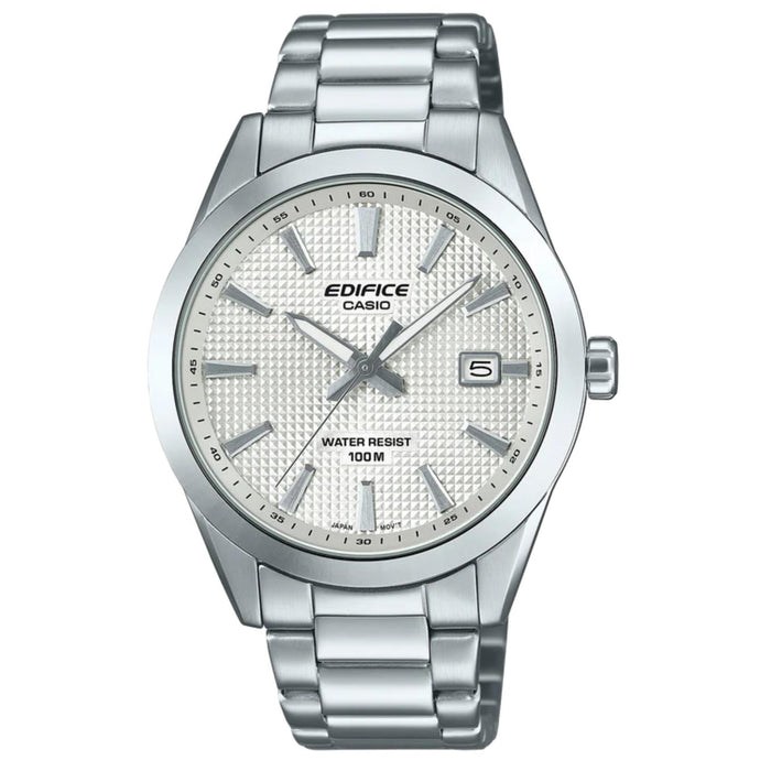 Ανδρικό ρολόι Casio Edifice EFV-160D-7AVEF με ασημί ατσάλινο μπρασελέ και λευκό καντράν 40 mm.