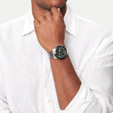 Ρολόι Casio Edifice EFV-526D-3AVUEF χρονογράφος με ασημί ατσάλινο μπρασελέ και πράσινο καντράν, διαμέτρου 44mm με ημερομηνία-φορεμένο.