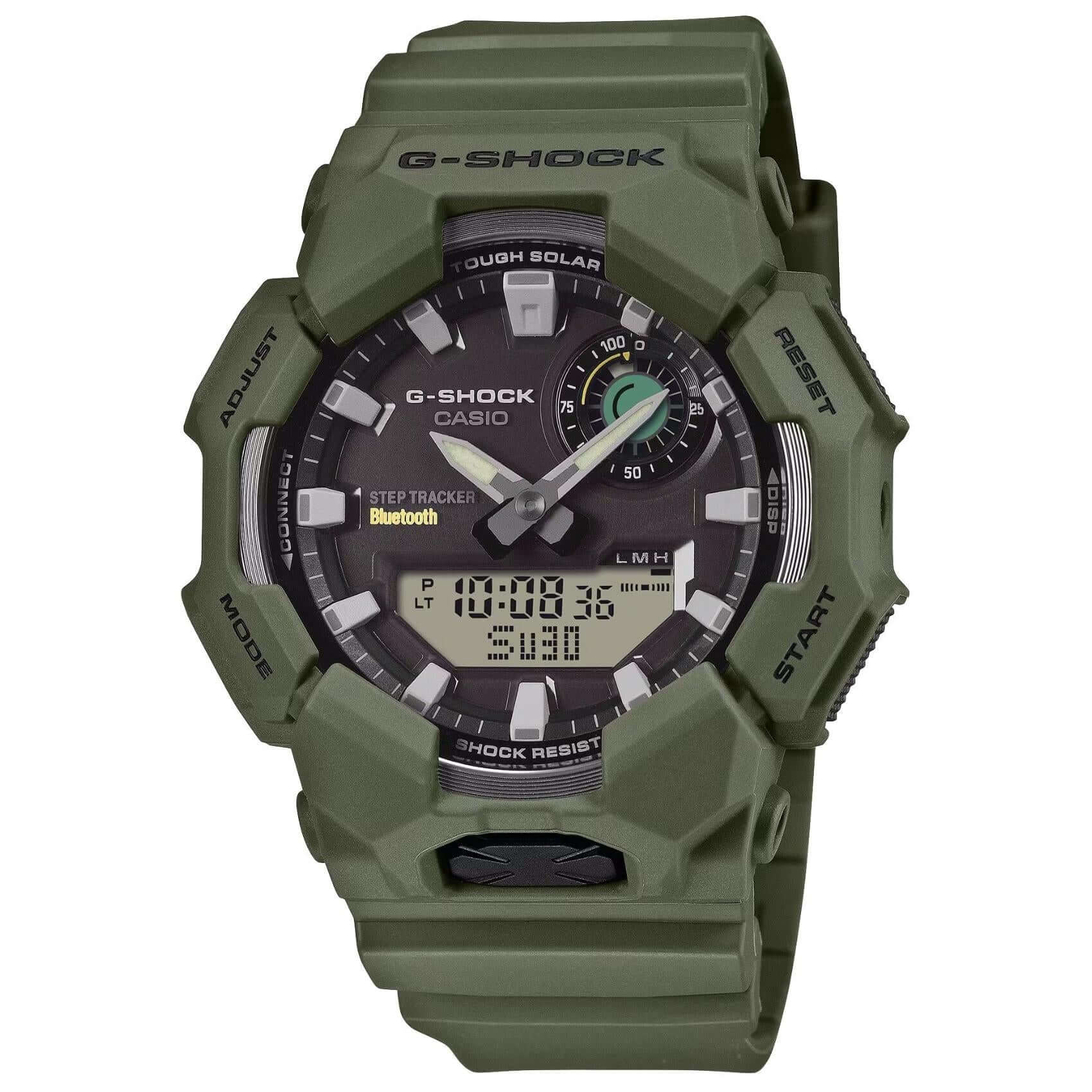 Ανδρικό ρολόι Casio G-Shock GA-B010-3AER χρονογράφος με χακί καουτσούκ λουράκι και μαύρο καντράν 52 mm.