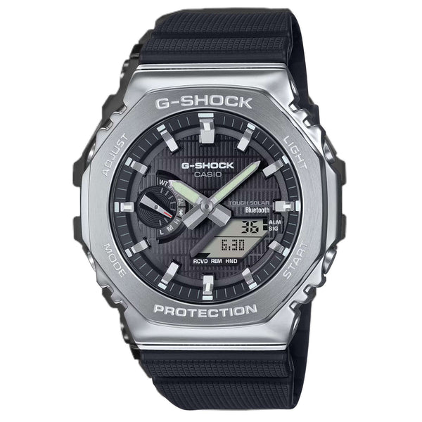 Ανδρικό ρολόι Casio G-Shock GBM-2100-1AER με μαύρο καουτσούκ λουράκι, μαύρο καντράν 44.5 mm και γκρι στεφάνη.