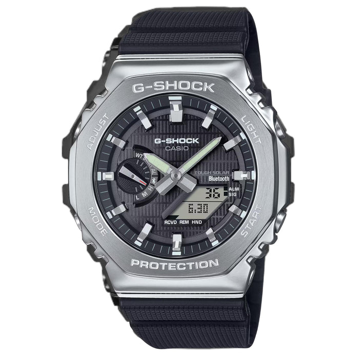 Ανδρικό ρολόι Casio G-Shock GBM-2100-1AER με μαύρο καουτσούκ λουράκι, μαύρο καντράν 44.5 mm και γκρι στεφάνη.