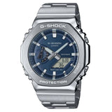 Ανδρικό ρολόι Casio G-SHOCK GM-2110D-2BER με ασημί ατσάλινο μπρασελέ και μπλε καντράν 44.5 mm.