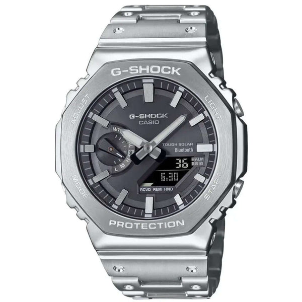 Ανδρικό ρολόι Casio G-SHOCK GM-B2100SD-1AER με ασημί ατσάλινο μπρασελέ και μαύρο καντράν 44.5 mm.