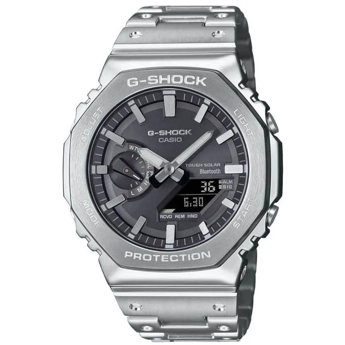 Ανδρικό ρολόι Casio G-SHOCK GM-B2100SD-1AER με ασημί ατσάλινο μπρασελέ και μαύρο καντράν 44.5 mm.