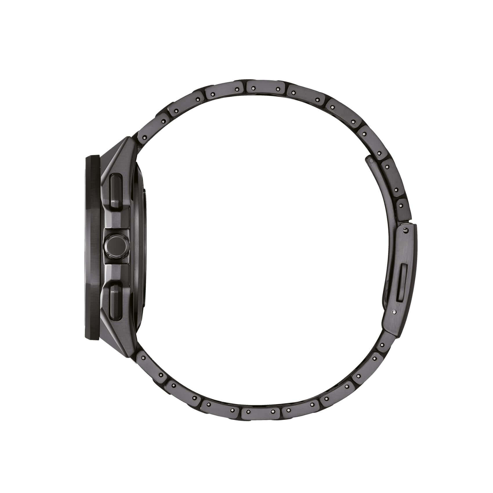 Γκρι μπρασελέ του ανδρικού ρολογιού Citizen Attesa CC4105-69E από Super Titanium με κούμπωμα ασφαλείας.