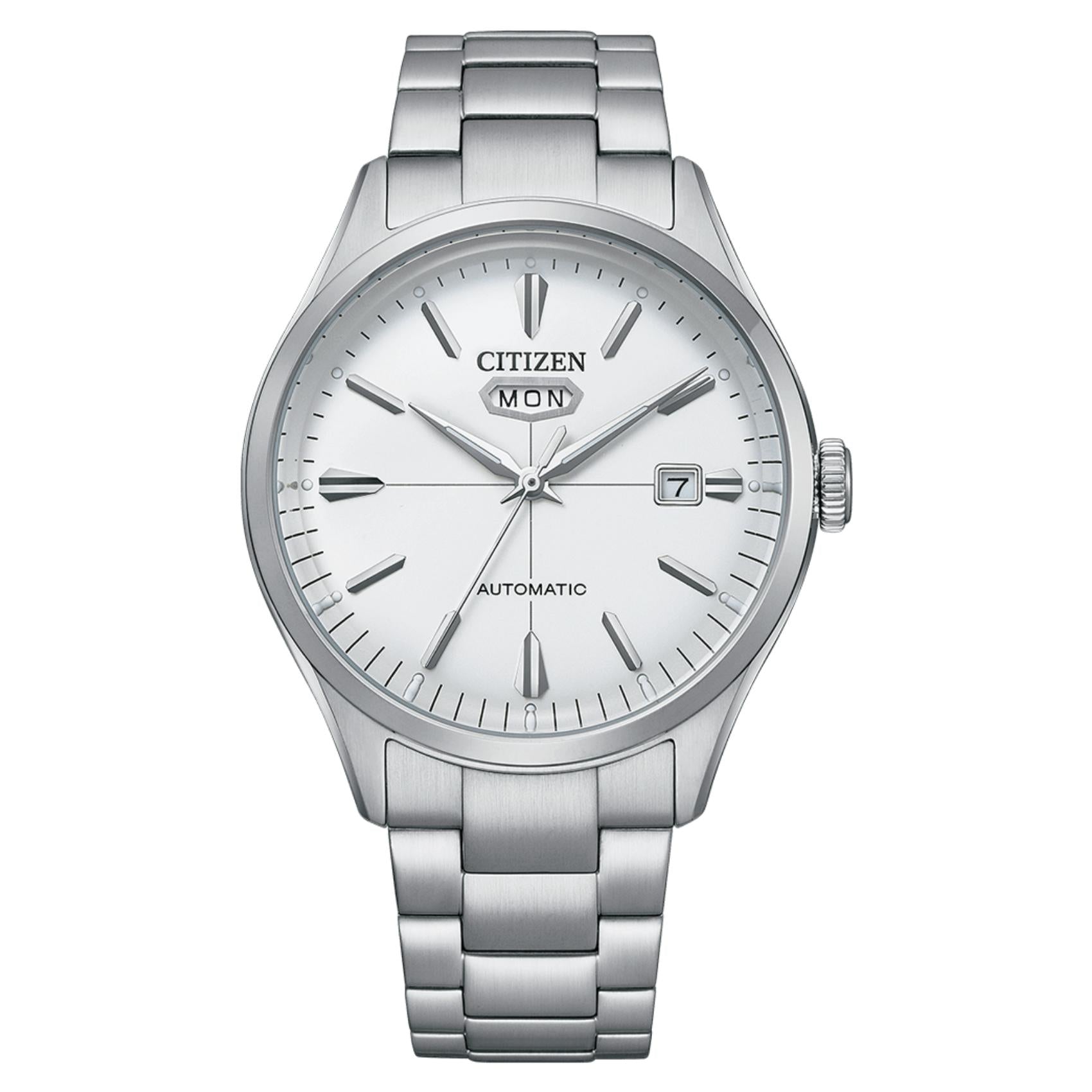 Ανδρικό ρολόι Citizen NH8391-51AE με ασημί μπρασελέ και λευκό καντράν