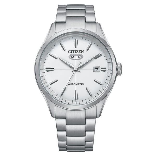 Ανδρικό ρολόι Citizen NH8391-51AE με ασημί μπρασελέ και λευκό καντράν
