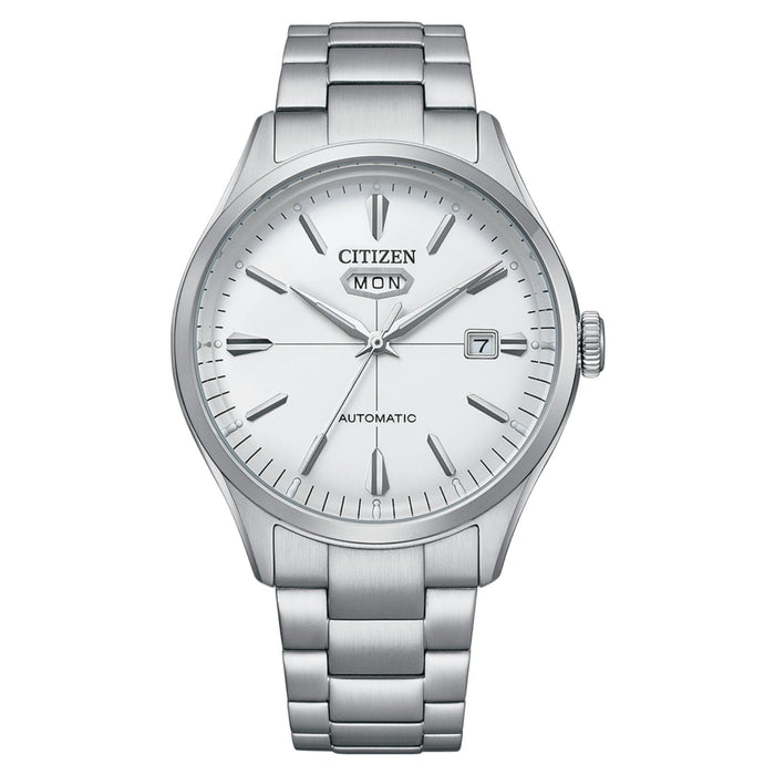 Ανδρικό ρολόι Citizen NH8391-51AE με ασημί μπρασελέ και λευκό καντράν