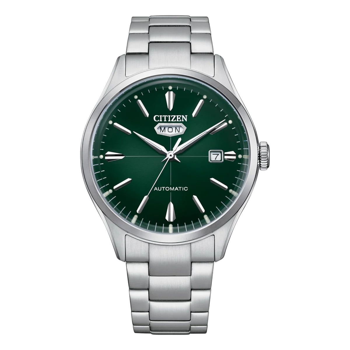 Ανδρικό ρολόι Citizen Automatic NH8391-51XC με ασημί μπρασελέ και πράσινο καντράν