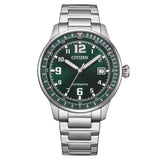 Ανδρικό ρολόι Citizen NJ0190-51X με ασημί μπρασελέ και πράσινο καντράν