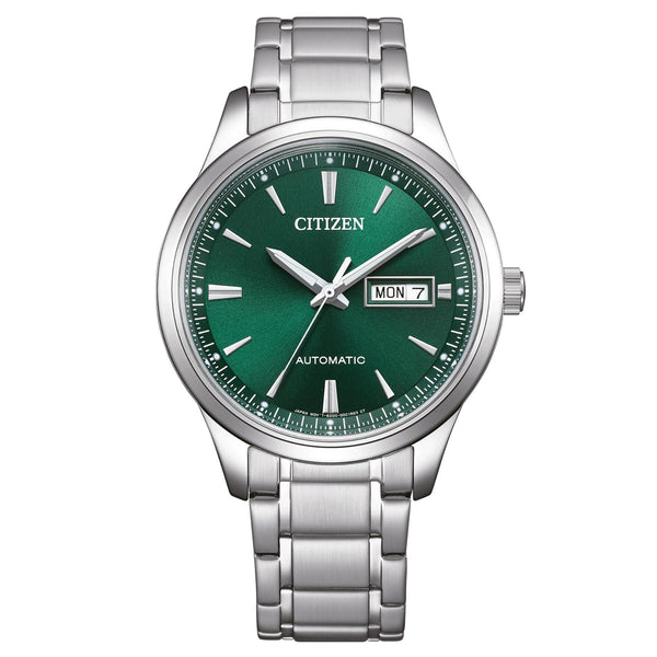 Ανδρικό ρολόι αυτόματο Citizen NY4058-79XE με ασημί μπρασελέ και πράσινο καντράν