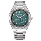 Ρολόι Citizen Super Titanium Zenshin NJ0180-80X με Ασημί Μπρασελέ & Πράσινο Καντράν