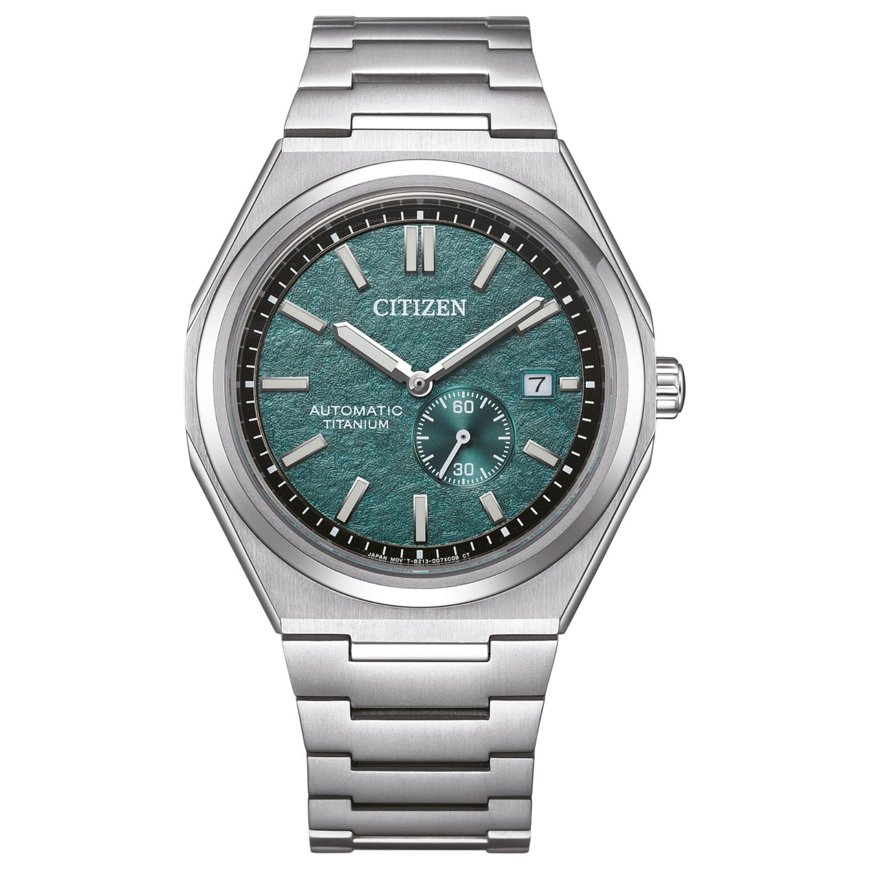Ανδρικό αυτόματο ρολόι Citizen Super Titanium NJ0180-80X με πράσινο καντράν