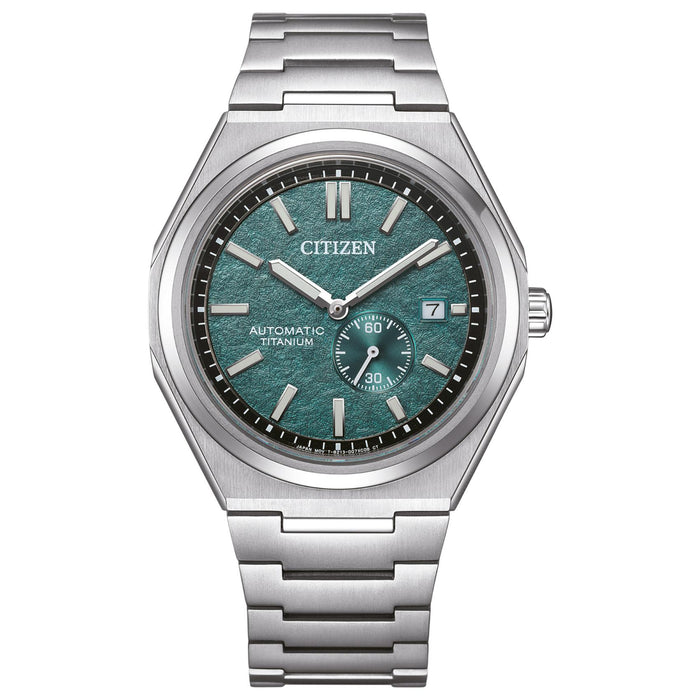 Ανδρικό αυτόματο ρολόι Citizen Super Titanium NJ0180-80X με πράσινο καντράν