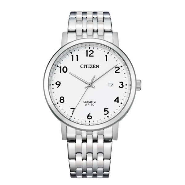 Ανδρικό ρολόι Citizen BI5070-57A με ασημί μπρασελέ και λευκό καντράν 40.2mm με ένδειξη ημερομηνίας.