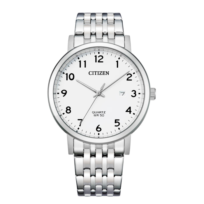Ανδρικό ρολόι Citizen BI5070-57A με ασημί μπρασελέ και λευκό καντράν 40.2mm με ένδειξη ημερομηνίας.