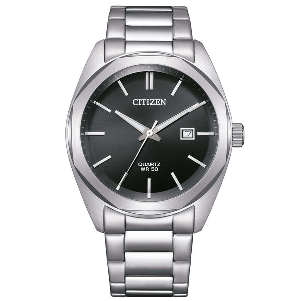 Ανδρικό ρολόι Citizen BI5110-54E με ασημί μπρασελέ και μαύρο καντράν 41mm με ένδειξη ημερομηνίας.