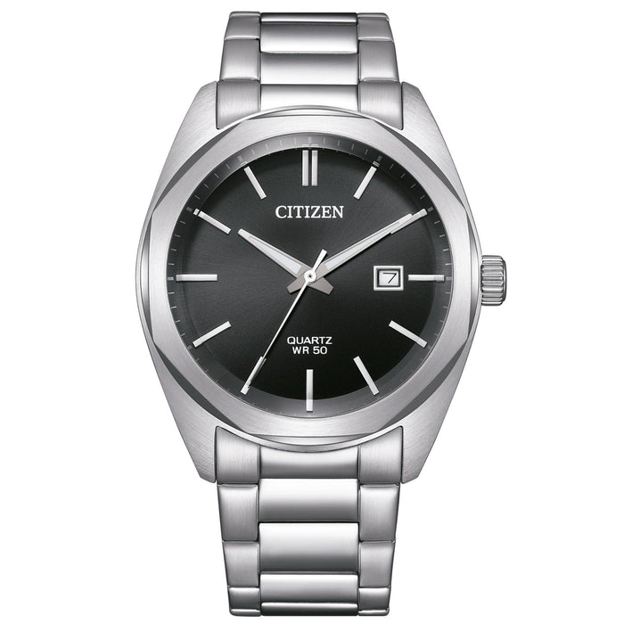 Ανδρικό ρολόι Citizen BI5110-54E με ασημί μπρασελέ και μαύρο καντράν 41mm με ένδειξη ημερομηνίας.