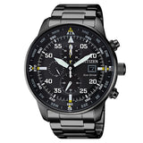 Ανδρικό ρολόι Citizen Eco-Drive CA0695-84E χρονογράφος με μαύρο μπρασελέ από ανοξείδωτο ατσάλι, μαύρο καντράν 44mm και μηχανισμό Eco-Drive B612.